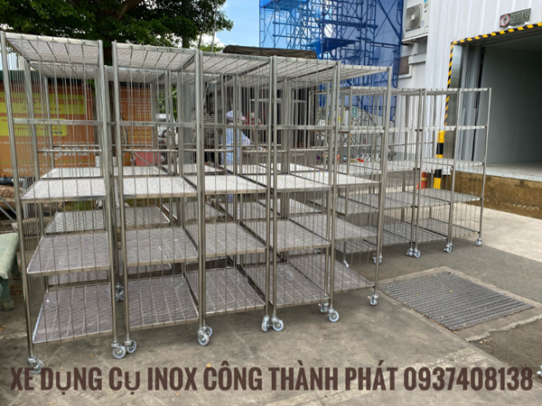 xe đẩy hàng 4 bánh inox giá rẻ