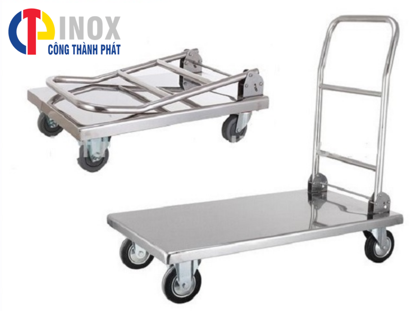 xe đẩy inox 1 tầng gấp gọn
