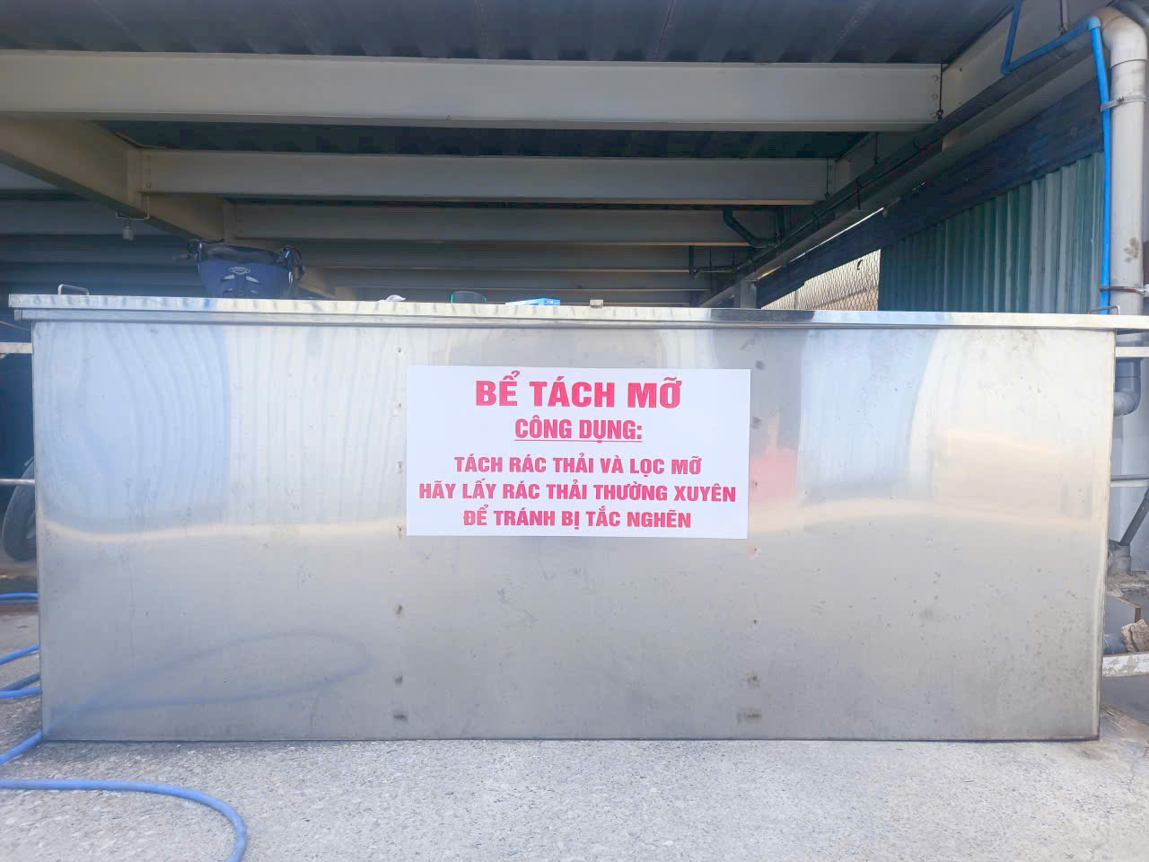 bể tách dầu mỡ, hệ thống thoát nước nhà máy, bể tách mỡ inox 304)